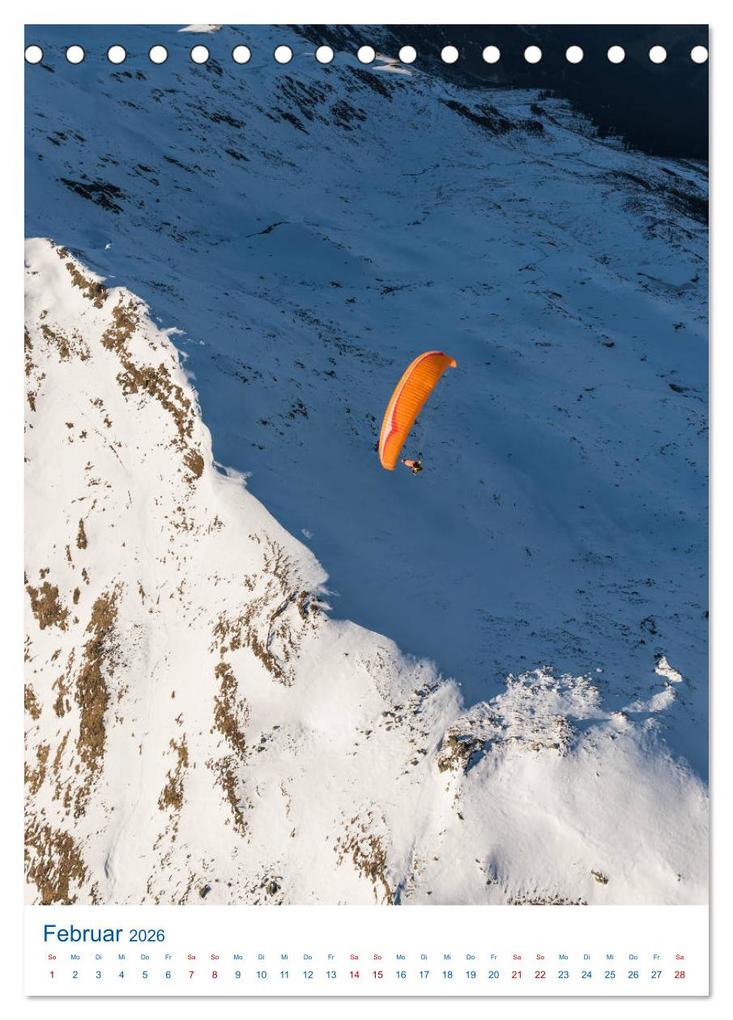 Weitere Ansicht: Paragliding - von grünen Wiesen zu schroffen Gletschen (Tischkalender 2026 DIN A5 hoch), CALVENDO Monatskalender | Andy Frötscher, Calvendo