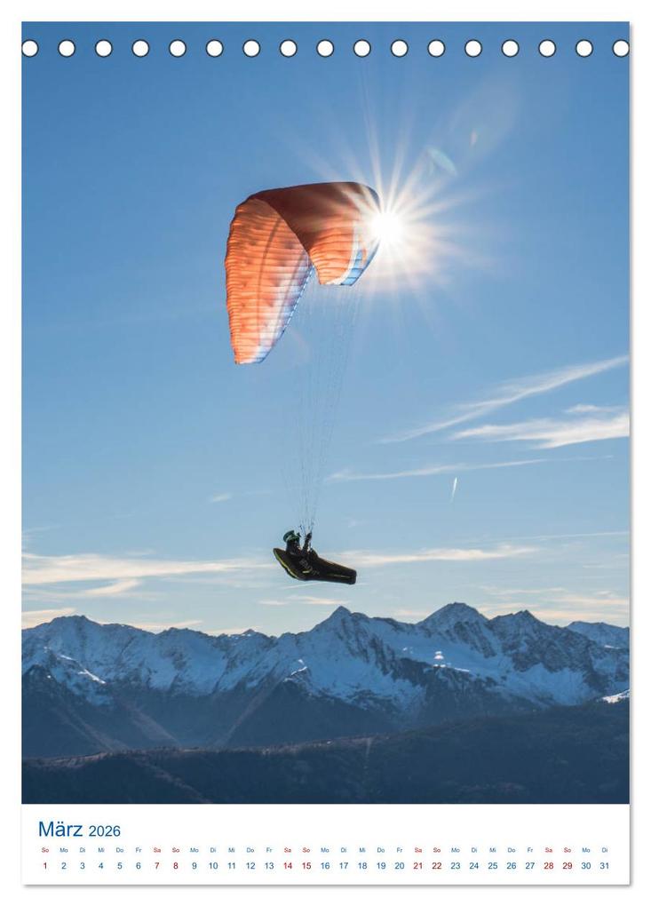 Weitere Ansicht: Paragliding - von grünen Wiesen zu schroffen Gletschen (Tischkalender 2026 DIN A5 hoch), CALVENDO Monatskalender | Andy Frötscher, Calvendo