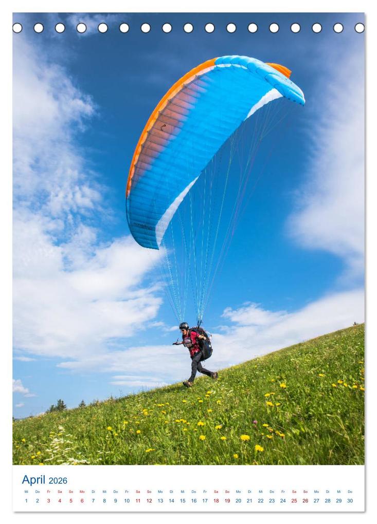 Weitere Ansicht: Paragliding - von grünen Wiesen zu schroffen Gletschen (Tischkalender 2026 DIN A5 hoch), CALVENDO Monatskalender | Andy Frötscher, Calvendo