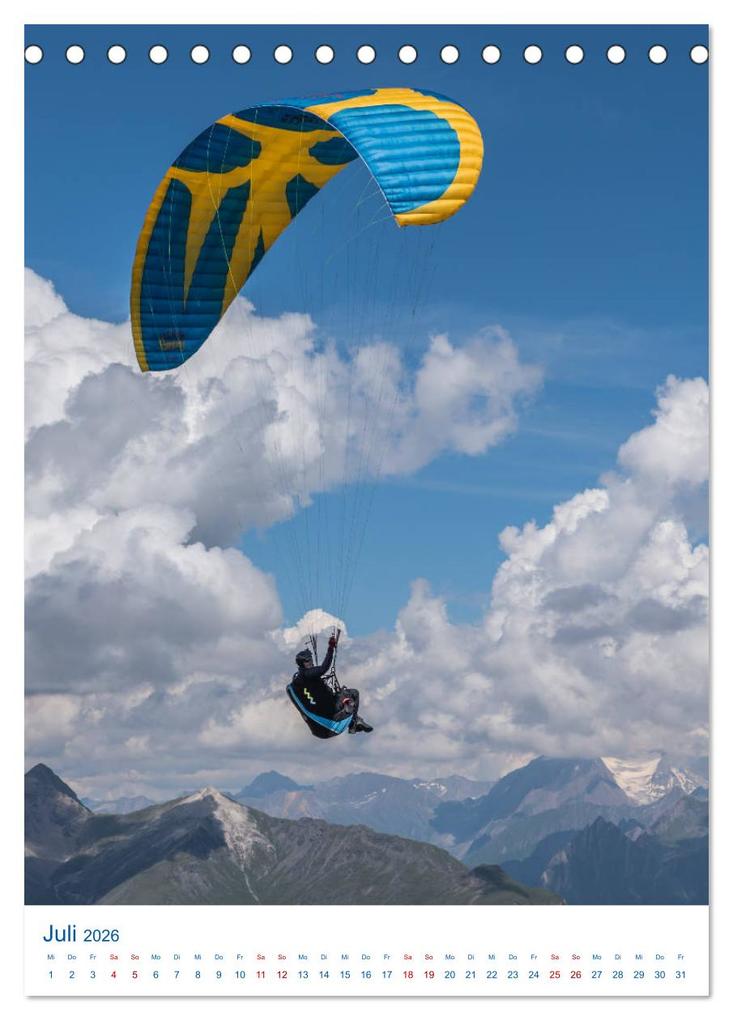 Weitere Ansicht: Paragliding - von grünen Wiesen zu schroffen Gletschen (Tischkalender 2026 DIN A5 hoch), CALVENDO Monatskalender | Andy Frötscher, Calvendo
