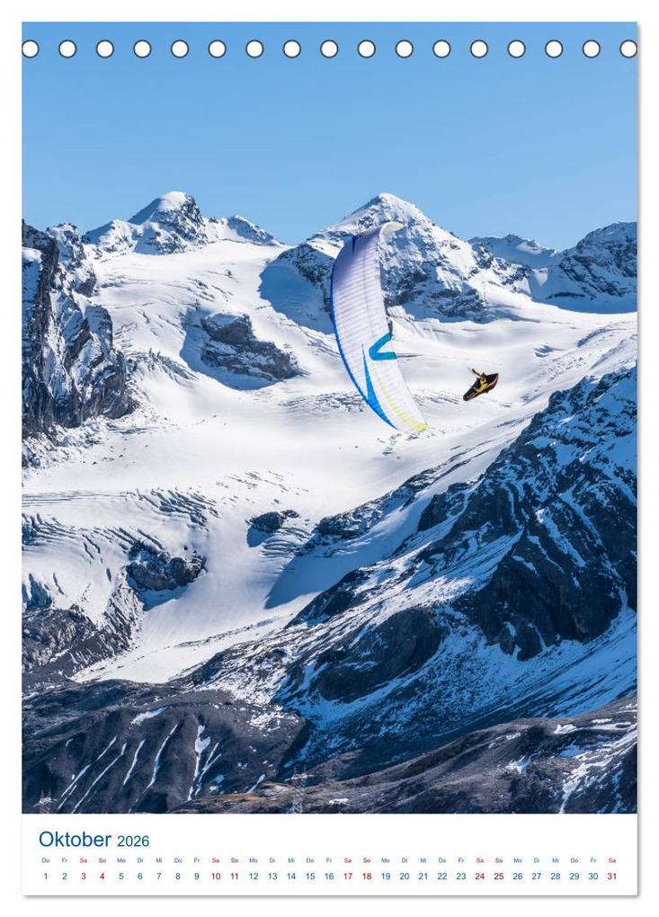 Weitere Ansicht: Paragliding - von grünen Wiesen zu schroffen Gletschen (Tischkalender 2026 DIN A5 hoch), CALVENDO Monatskalender | Andy Frötscher, Calvendo
