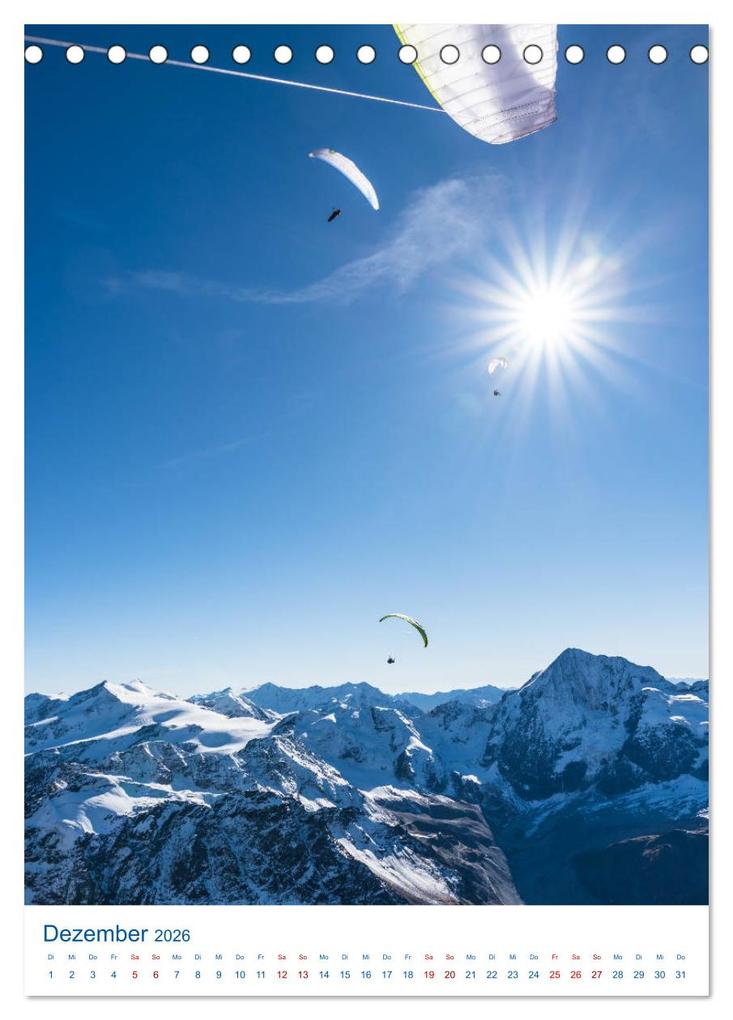 Weitere Ansicht: Paragliding - von grünen Wiesen zu schroffen Gletschen (Tischkalender 2026 DIN A5 hoch), CALVENDO Monatskalender | Andy Frötscher, Calvendo