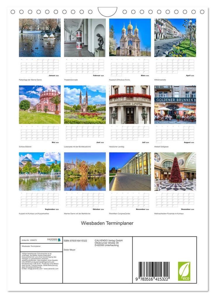 Weitere Ansicht: Wiesbaden Terminplaner (Wandkalender 2026 DIN A4 hoch), CALVENDO Monatskalender | Dieter Meyer, Calvendo