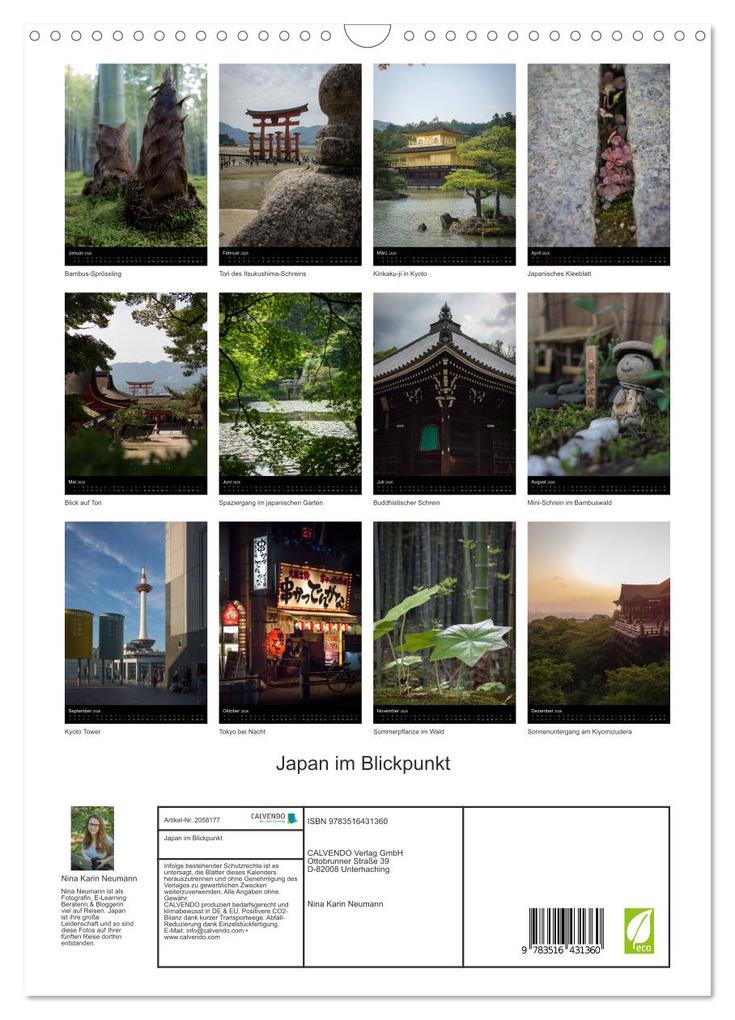 Weitere Ansicht: Japan im Blickpunkt (Wandkalender 2026 DIN A3 hoch), CALVENDO Monatskalender | Nina Karin Neumann, Calvendo