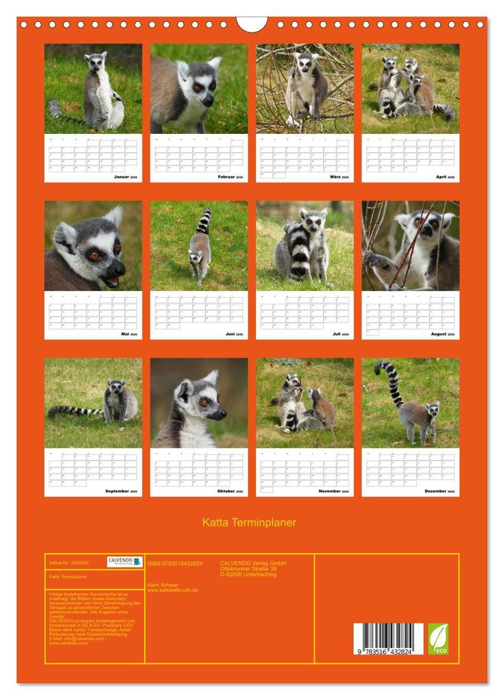 Weitere Ansicht: Katta Terminplaner (Wandkalender 2026 DIN A3 hoch), CALVENDO Monatskalender | Kattobello Kattobello, Calvendo, Kattobello