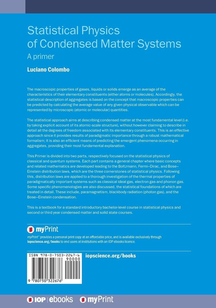 Weitere Ansicht: Statistical Physics of Condensed Matter Systems | Luciano Colombo