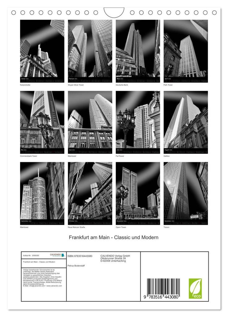 Weitere Ansicht: Frankfurt am Main - Classic und Modern (Wandkalender 2026 DIN A4 hoch), CALVENDO Monatskalender | Calvendo, Petrus Bodenstaff