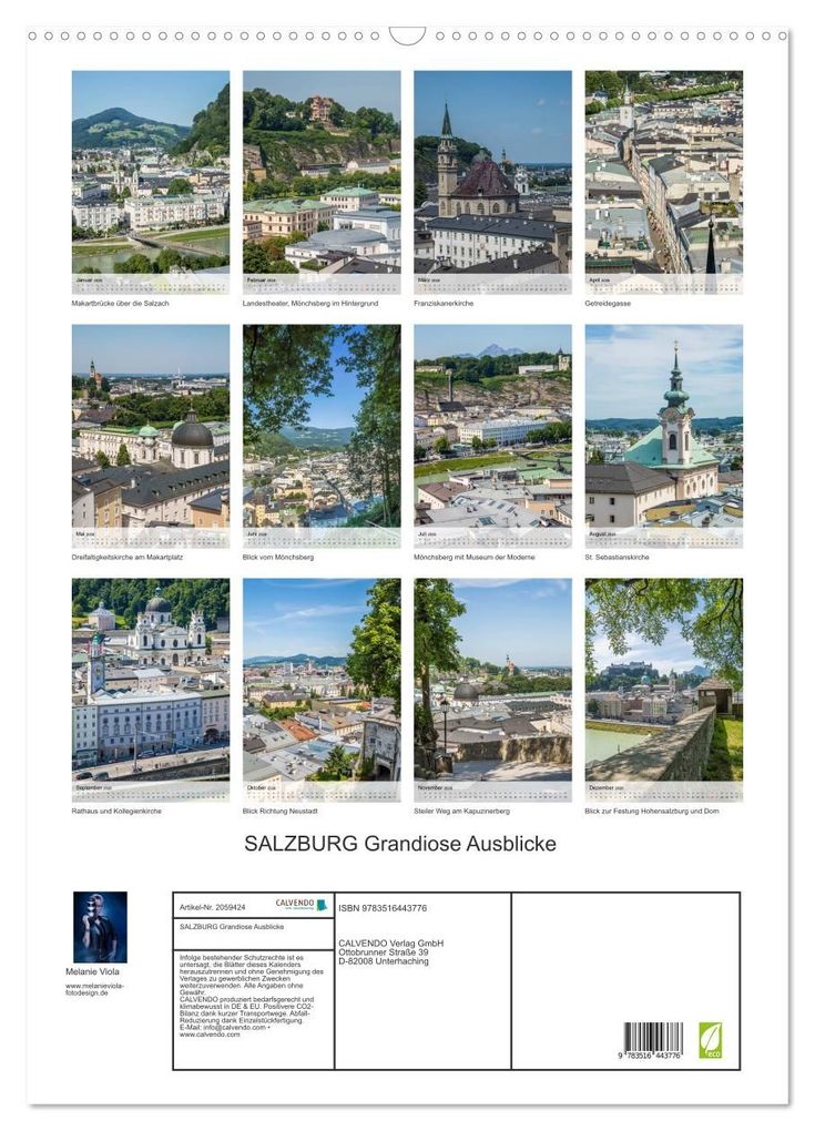 Weitere Ansicht: SALZBURG Grandiose Ausblicke (Wandkalender 2026 DIN A2 hoch), CALVENDO Monatskalender | Calvendo, Melanie Viola