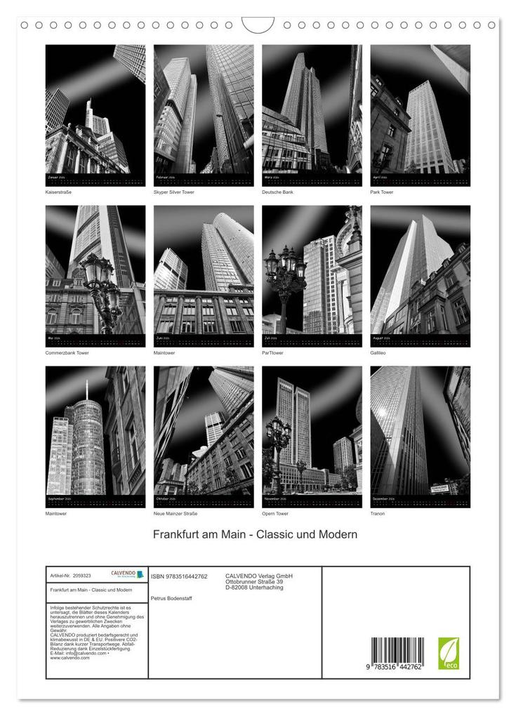 Weitere Ansicht: Frankfurt am Main - Classic und Modern (Wandkalender 2026 DIN A3 hoch), CALVENDO Monatskalender | Calvendo, Petrus Bodenstaff