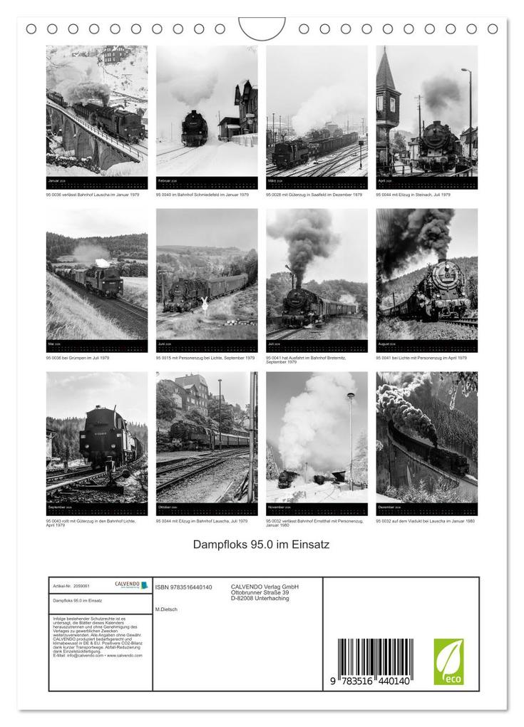 Weitere Ansicht: Dampfloks 95.0 im Einsatz (Wandkalender 2026 DIN A4 hoch), CALVENDO Monatskalender | Calvendo, M. Dietsch
