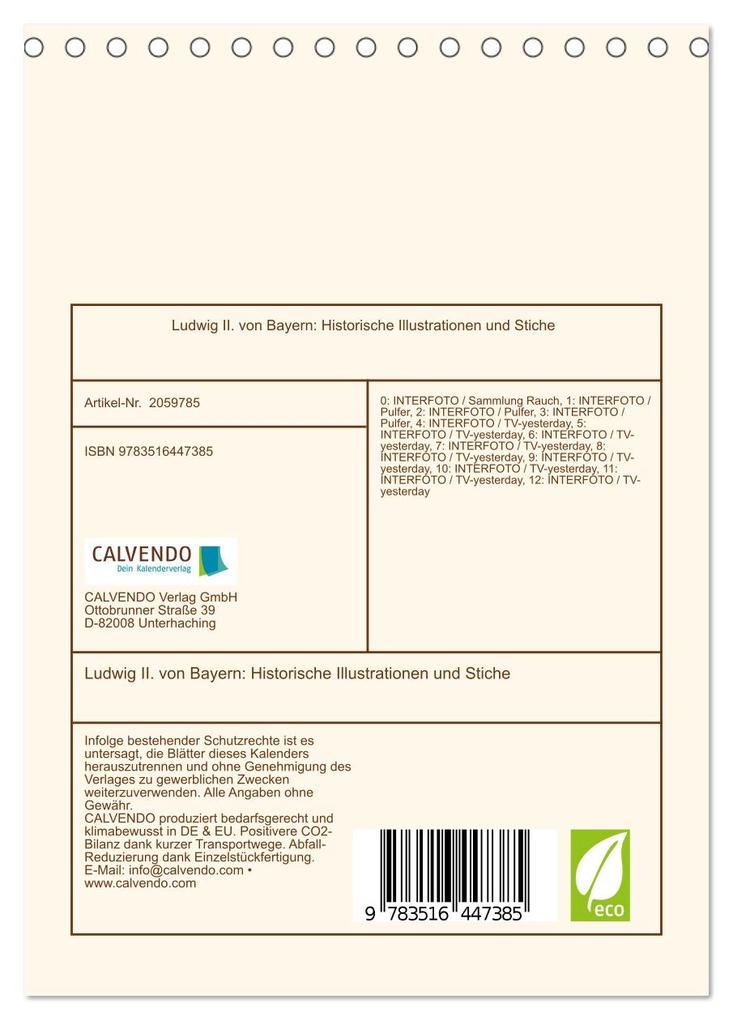 Weitere Ansicht: Ludwig II. von Bayern: Historische Illustrationen und Stiche (Tischkalender 2026 DIN A5 hoch), CALVENDO Monatskalender | Calvendo, CALVENDO CALVENDO