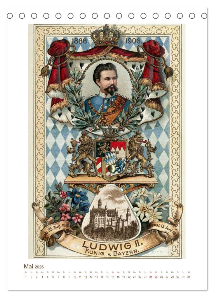 Weitere Ansicht: Ludwig II. von Bayern: Historische Illustrationen und Stiche (Tischkalender 2026 DIN A5 hoch), CALVENDO Monatskalender | Calvendo, CALVENDO CALVENDO