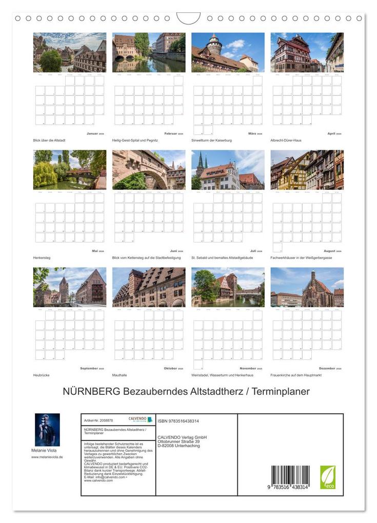Weitere Ansicht: NÜRNBERG Bezauberndes Altstadtherz / Terminplaner (Wandkalender 2026 DIN A3 hoch), CALVENDO Monatskalender | Calvendo, Melanie Viola