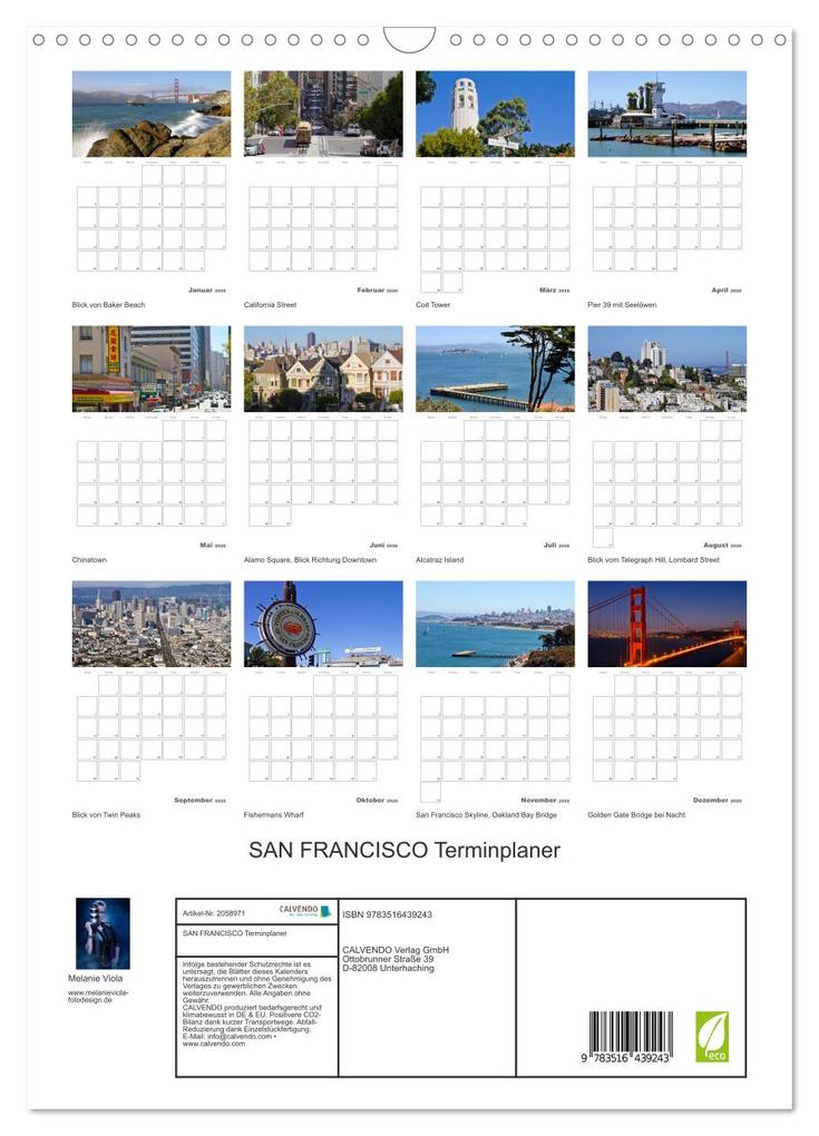 Weitere Ansicht: SAN FRANCISCO Terminplaner (Wandkalender 2026 DIN A3 hoch), CALVENDO Monatskalender | Calvendo, Melanie Viola