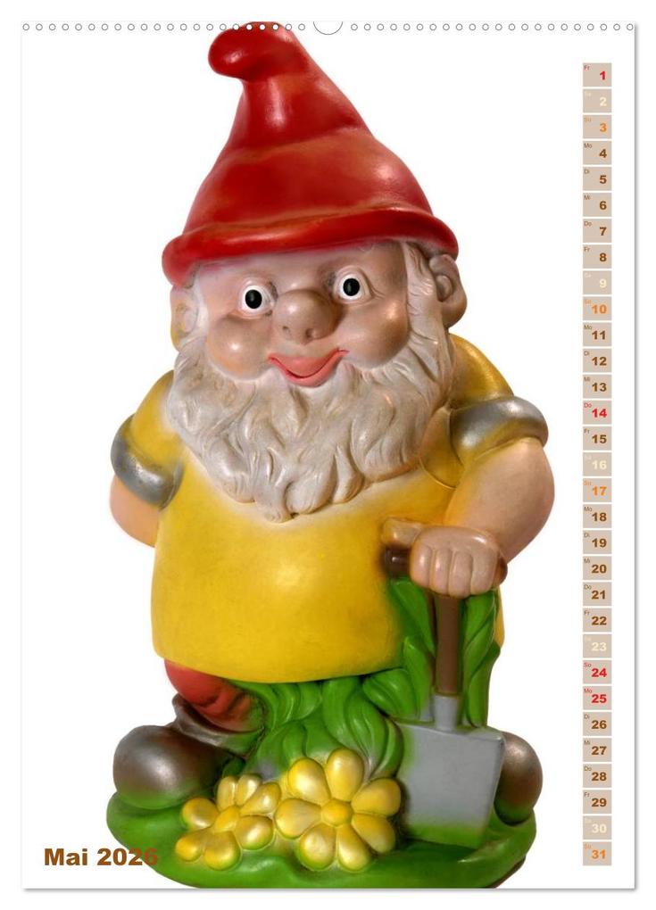 Weitere Ansicht: Gartenzwerge: Die rote Zipfelmütze im Beet (Wandkalender 2026 DIN A2 hoch), CALVENDO Monatskalender | Calvendo, CALVENDO CALVENDO