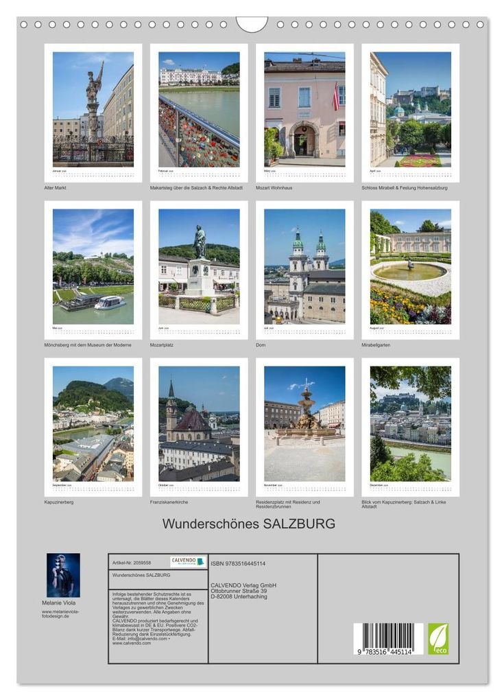 Weitere Ansicht: Wunderschönes SALZBURG (Wandkalender 2026 DIN A3 hoch), CALVENDO Monatskalender | Calvendo, Melanie Viola
