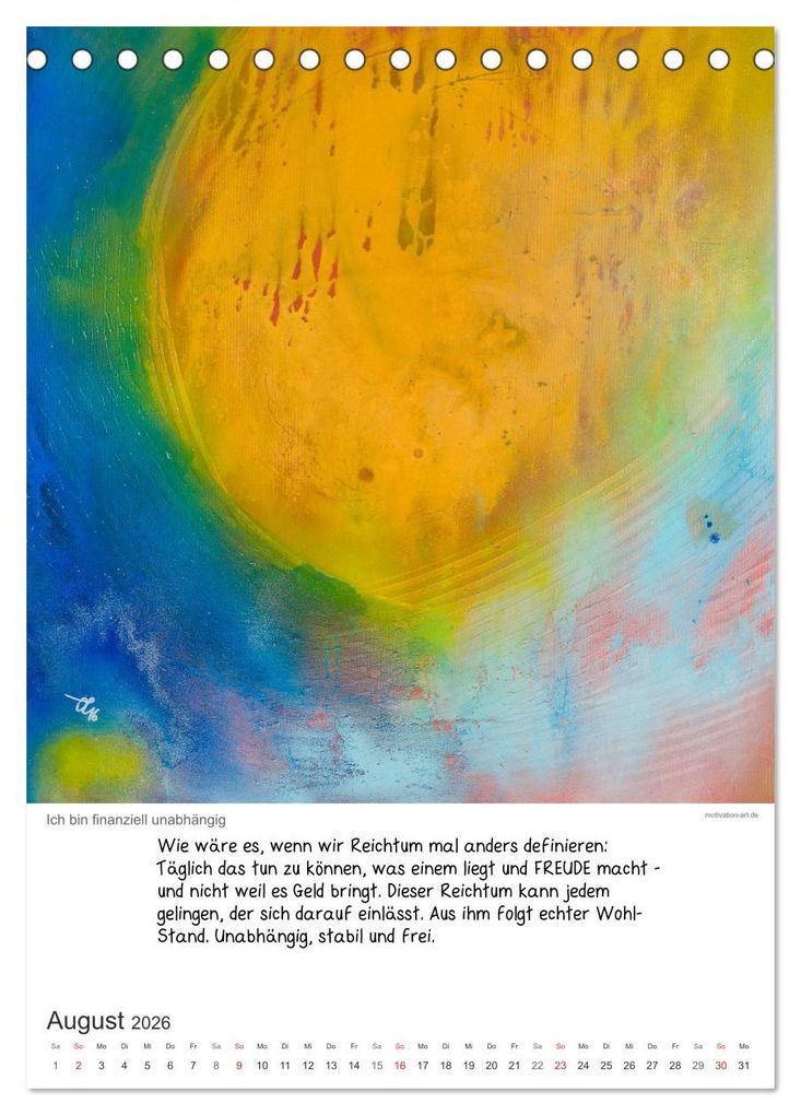 Weitere Ansicht: Motivation-Art 2026 (Tischkalender 2026 DIN A5 hoch), CALVENDO Monatskalender | Calvendo, Jörg Lehmann