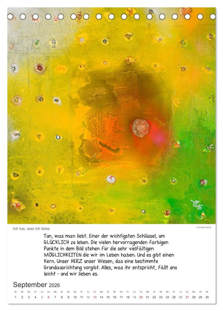 Weitere Ansicht: Motivation-Art 2026 (Tischkalender 2026 DIN A5 hoch), CALVENDO Monatskalender | Calvendo, Jörg Lehmann