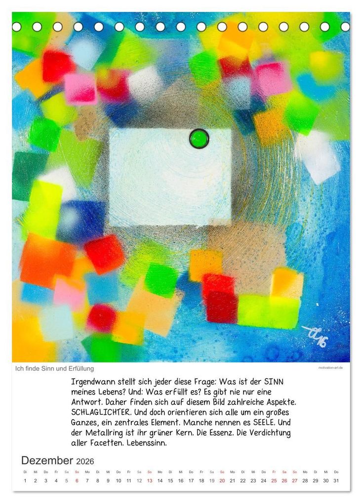 Weitere Ansicht: Motivation-Art 2026 (Tischkalender 2026 DIN A5 hoch), CALVENDO Monatskalender | Calvendo, Jörg Lehmann
