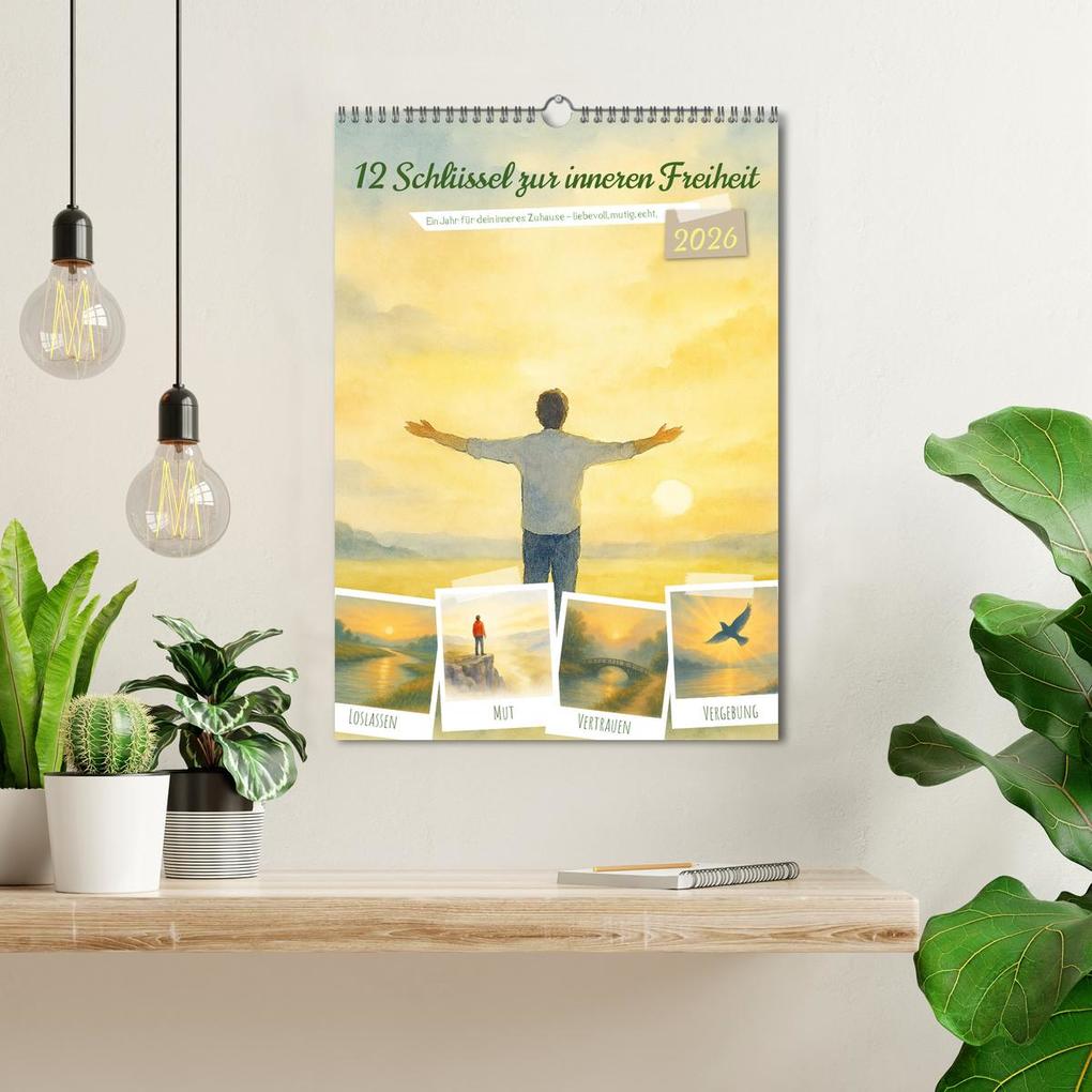 Weitere Ansicht: 12 Schlüssel zur inneren Freiheit - Ein Jahr für dein inneres Zuhause - liebevoll, mutig, echt. (Wandkalender 2026 DIN A3 hoch), CALVENDO Monatskalender | Fred Schimak, Calvendo