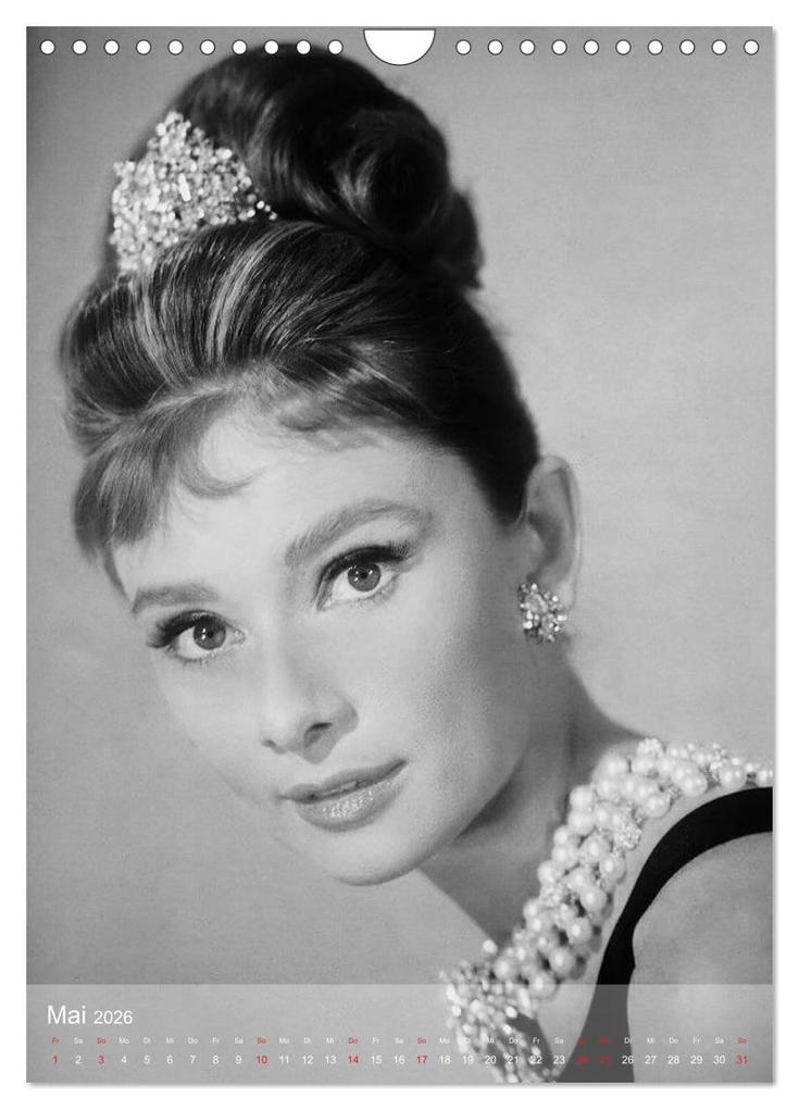 Weitere Ansicht: Hollywood-Diva - Audrey Hepburn (Wandkalender 2026 DIN A4 hoch), CALVENDO Monatskalender | Elisabeth Stanzer, Calvendo