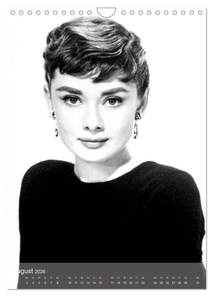 Weitere Ansicht: Hollywood-Diva - Audrey Hepburn (Wandkalender 2026 DIN A4 hoch), CALVENDO Monatskalender | Elisabeth Stanzer, Calvendo