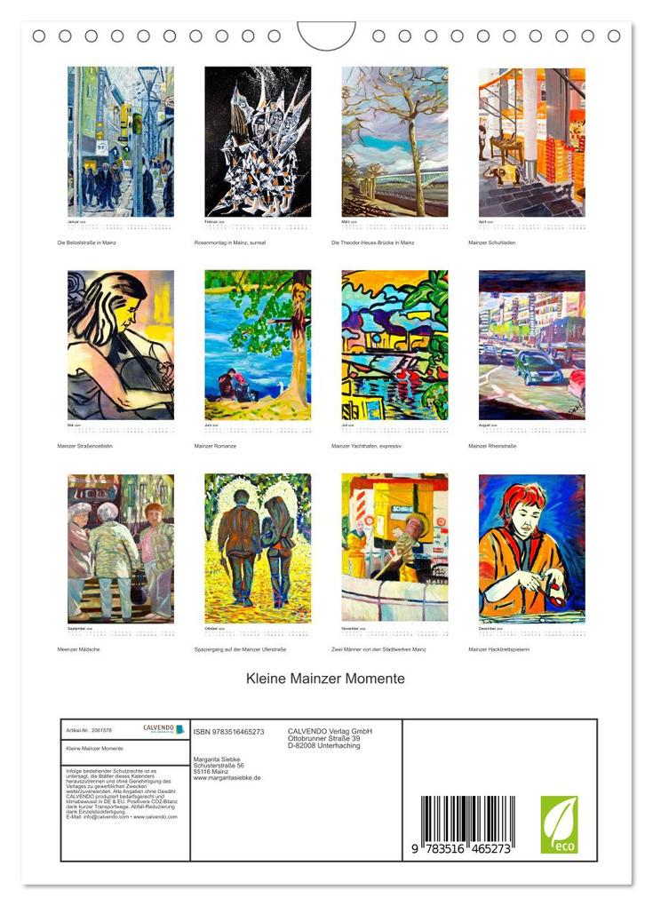 Weitere Ansicht: Kleine Mainzer Momente (Wandkalender 2026 DIN A4 hoch), CALVENDO Monatskalender | Margarita Siebke, Calvendo