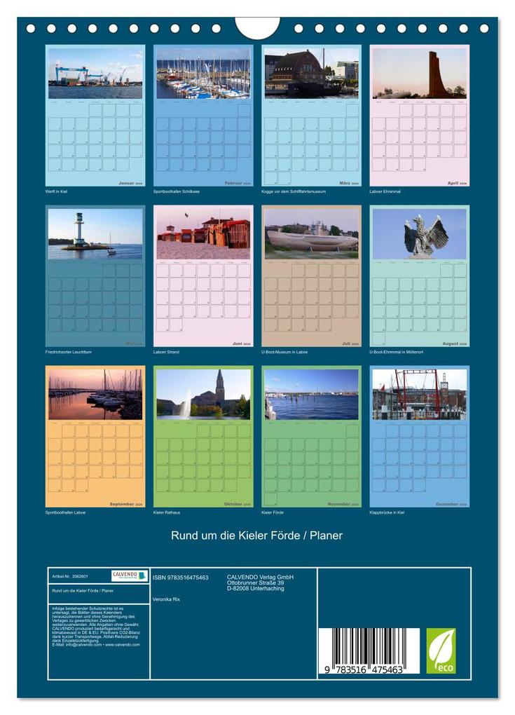 Weitere Ansicht: Rund um die Kieler Förde / Planer (Wandkalender 2026 DIN A4 hoch), CALVENDO Monatskalender | Veronika Rix, Calvendo