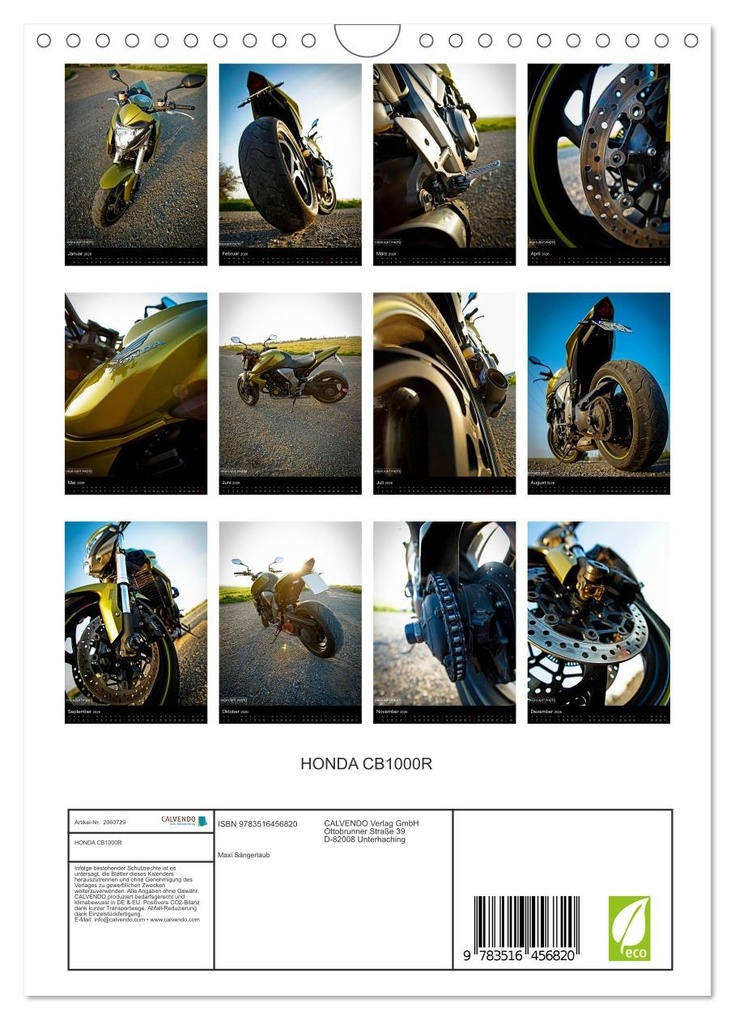 Weitere Ansicht: HONDA CB1000R (Wandkalender 2026 DIN A4 hoch), CALVENDO Monatskalender | Maxi Sängerlaub HIGHLIGHT.photo, Calvendo