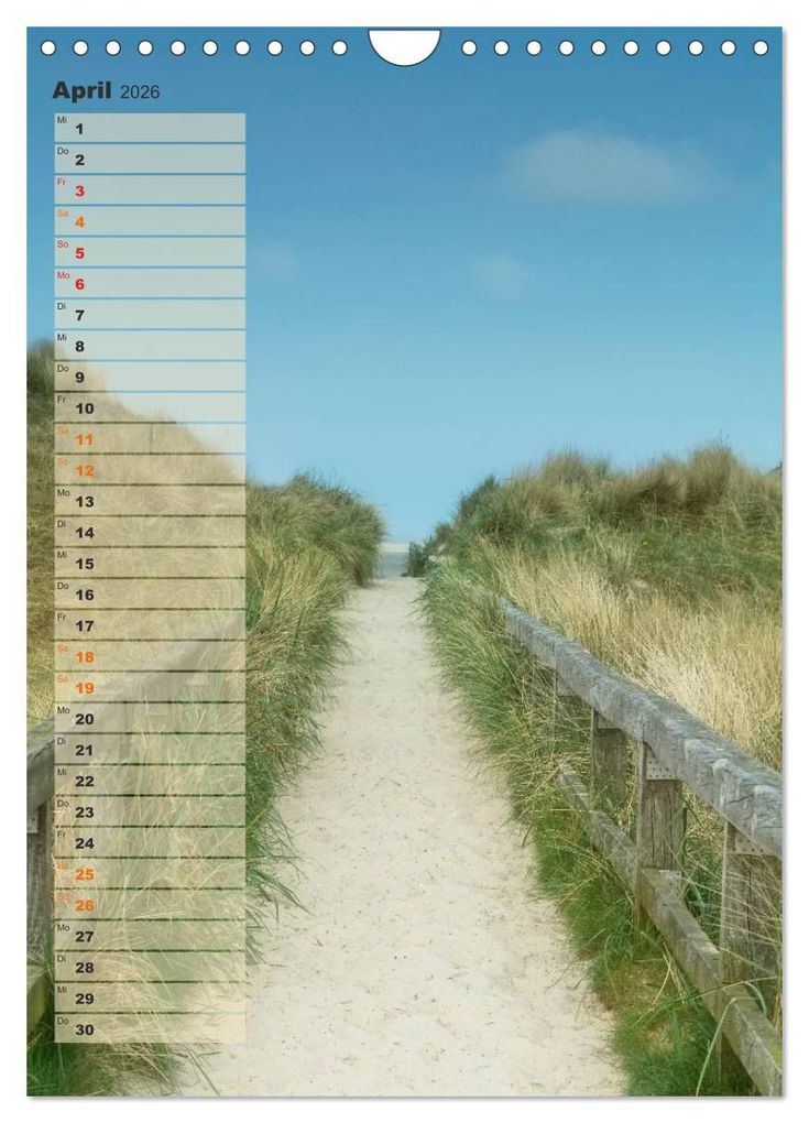 Weitere Ansicht: Zwischen Dünen und Watt / Geburtstagskalender (Wandkalender 2026 DIN A4 hoch), CALVENDO Monatskalender | Kathleen Bergmann, Calvendo