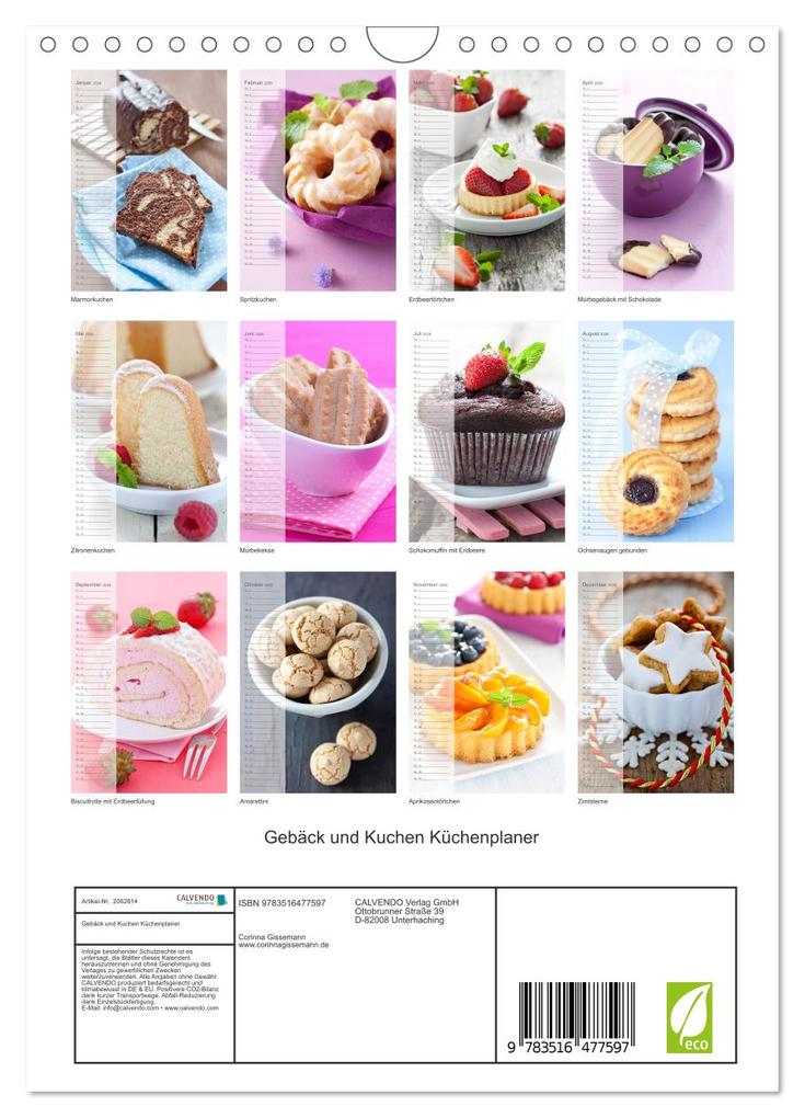 Weitere Ansicht: Gebäck und Kuchen Küchenplaner (Wandkalender 2026 DIN A4 hoch), CALVENDO Monatskalender | Corinna Gissemann, Calvendo