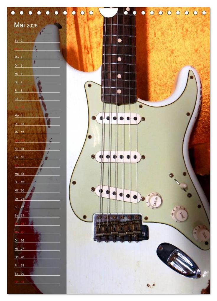 Weitere Ansicht: ROCKGITARREN in Szene gesetzt / Geburtstagskalender (Wandkalender 2026 DIN A4 hoch), CALVENDO Monatskalender | Renate Bleicher, Calvendo