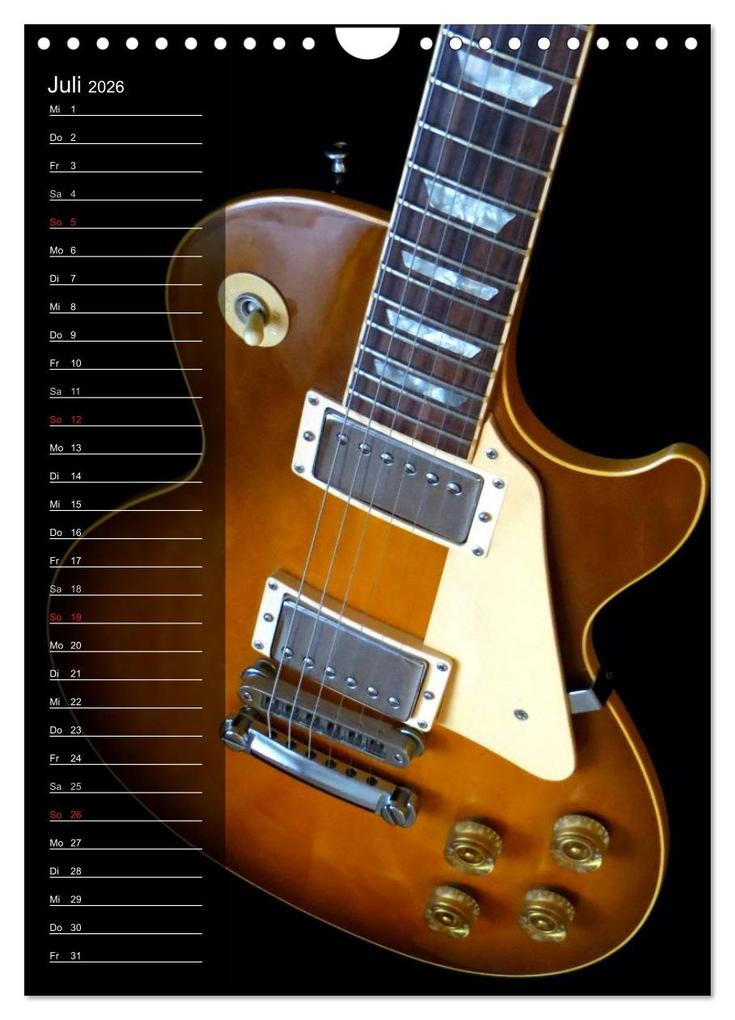 Weitere Ansicht: ROCKGITARREN in Szene gesetzt / Geburtstagskalender (Wandkalender 2026 DIN A4 hoch), CALVENDO Monatskalender | Renate Bleicher, Calvendo