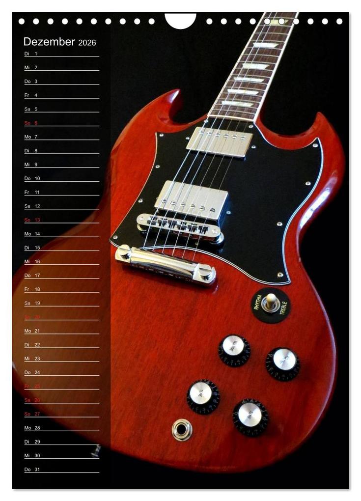Weitere Ansicht: ROCKGITARREN in Szene gesetzt / Geburtstagskalender (Wandkalender 2026 DIN A4 hoch), CALVENDO Monatskalender | Renate Bleicher, Calvendo