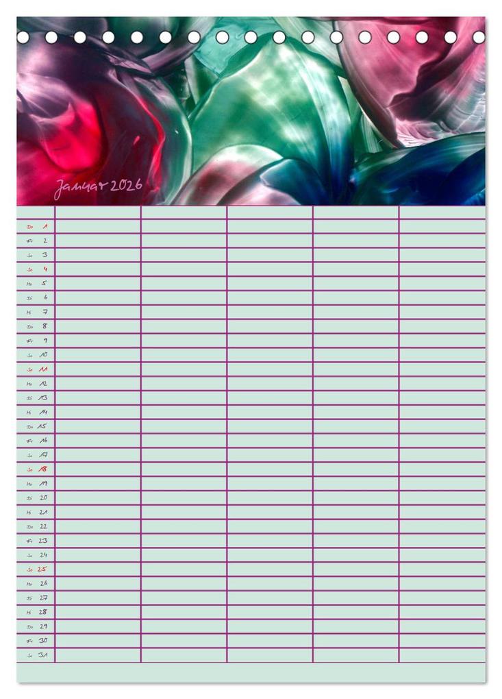 Weitere Ansicht: Blütenzauber - Familienplaner 2026 (Tischkalender 2026 DIN A5 hoch), CALVENDO Monatskalender | Ulrike Kröll, Calvendo