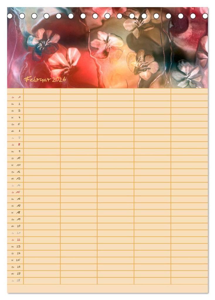 Weitere Ansicht: Blütenzauber - Familienplaner 2026 (Tischkalender 2026 DIN A5 hoch), CALVENDO Monatskalender | Ulrike Kröll, Calvendo