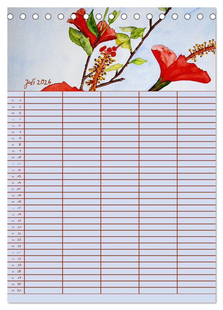 Weitere Ansicht: Blütenzauber - Familienplaner 2026 (Tischkalender 2026 DIN A5 hoch), CALVENDO Monatskalender | Ulrike Kröll, Calvendo