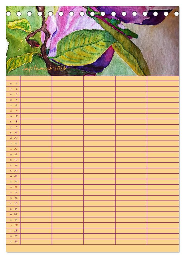 Weitere Ansicht: Blütenzauber - Familienplaner 2026 (Tischkalender 2026 DIN A5 hoch), CALVENDO Monatskalender | Ulrike Kröll, Calvendo