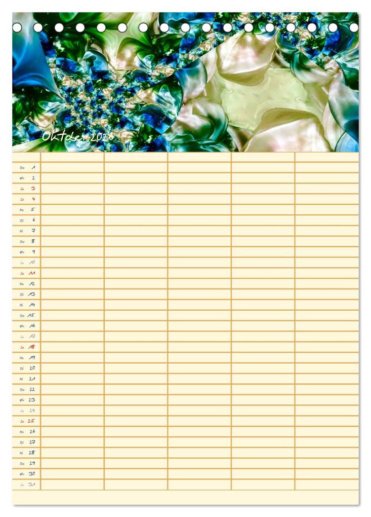 Weitere Ansicht: Blütenzauber - Familienplaner 2026 (Tischkalender 2026 DIN A5 hoch), CALVENDO Monatskalender | Ulrike Kröll, Calvendo