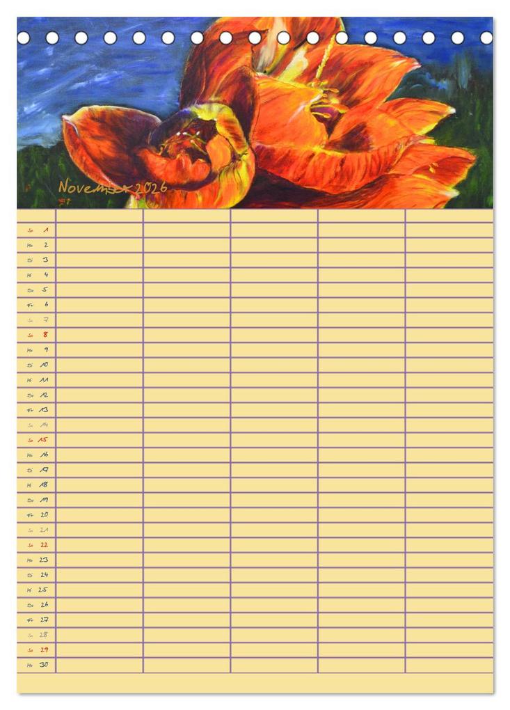 Weitere Ansicht: Blütenzauber - Familienplaner 2026 (Tischkalender 2026 DIN A5 hoch), CALVENDO Monatskalender | Ulrike Kröll, Calvendo