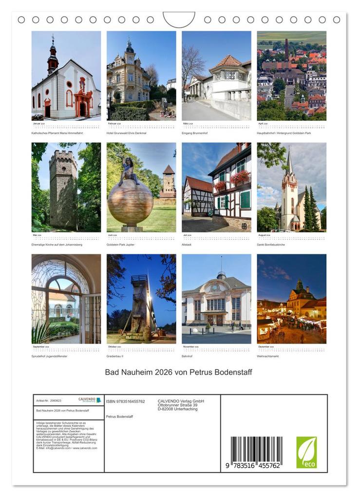 Weitere Ansicht: Bad Nauheim 2026 von Petrus Bodenstaff (Wandkalender 2026 DIN A4 hoch), CALVENDO Monatskalender | Calvendo