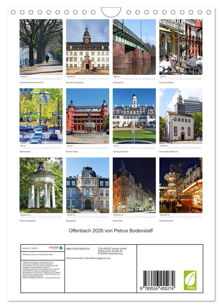 Weitere Ansicht: Offenbach 2026 von Petrus Bodenstaff (Wandkalender 2026 DIN A4 hoch), CALVENDO Monatskalender | Petrus Bodenstaff, Calvendo