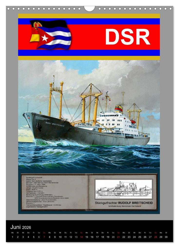 Weitere Ansicht: Heimathafen Rostock - Schiffe der Deutschen Seereederei (Wandkalender 2026 DIN A3 hoch), CALVENDO Monatskalender | Hans-Stefan Hudak, Calvendo