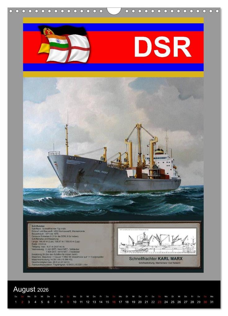 Weitere Ansicht: Heimathafen Rostock - Schiffe der Deutschen Seereederei (Wandkalender 2026 DIN A3 hoch), CALVENDO Monatskalender | Hans-Stefan Hudak, Calvendo