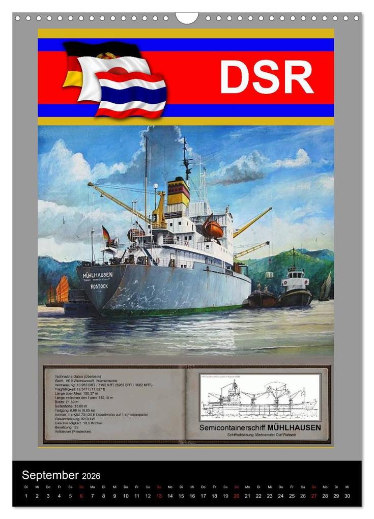 Weitere Ansicht: Heimathafen Rostock - Schiffe der Deutschen Seereederei (Wandkalender 2026 DIN A3 hoch), CALVENDO Monatskalender | Hans-Stefan Hudak, Calvendo