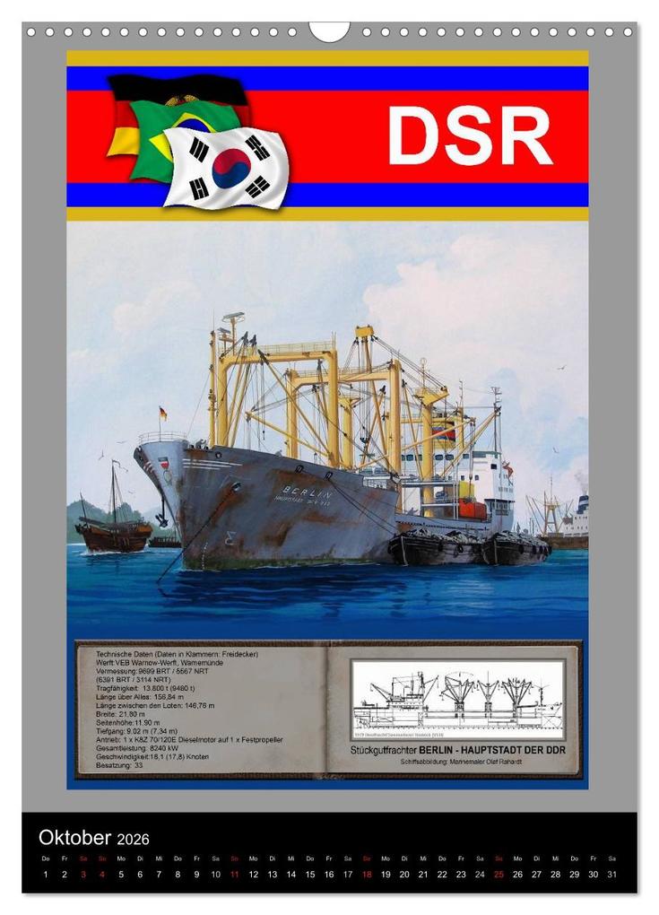 Weitere Ansicht: Heimathafen Rostock - Schiffe der Deutschen Seereederei (Wandkalender 2026 DIN A3 hoch), CALVENDO Monatskalender | Hans-Stefan Hudak, Calvendo