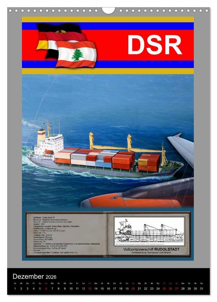 Weitere Ansicht: Heimathafen Rostock - Schiffe der Deutschen Seereederei (Wandkalender 2026 DIN A3 hoch), CALVENDO Monatskalender | Hans-Stefan Hudak, Calvendo