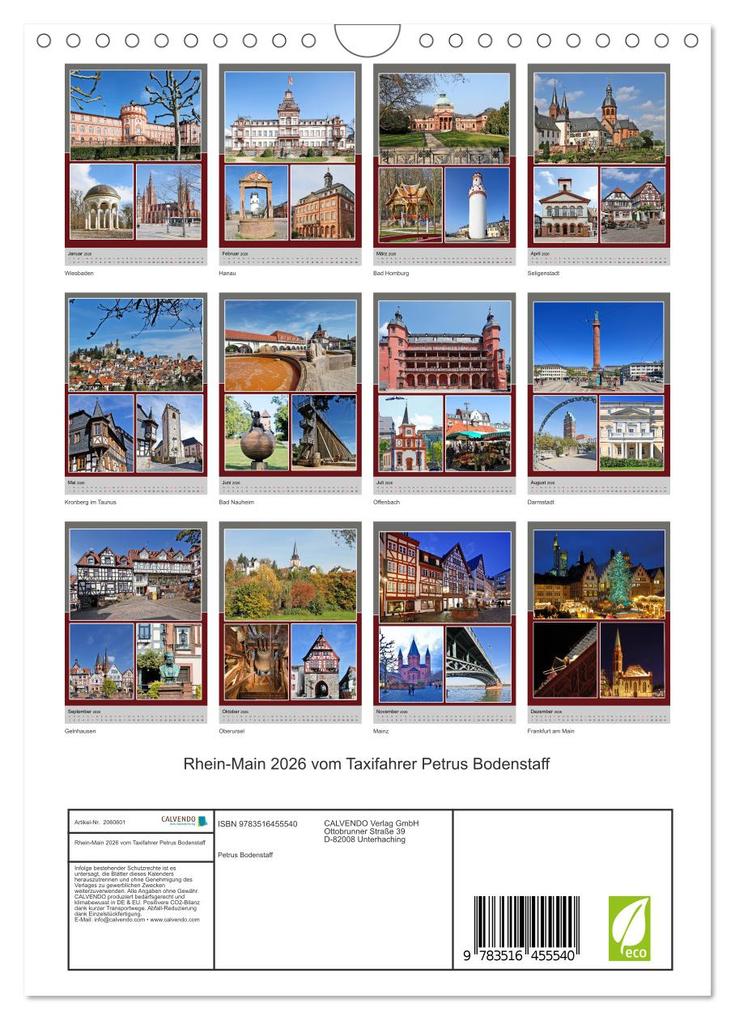 Weitere Ansicht: Rhein-Main 2026 vom Taxifahrer Petrus Bodenstaff (Wandkalender 2026 DIN A4 hoch), CALVENDO Monatskalender | Petrus Bodenstaff, Calvendo