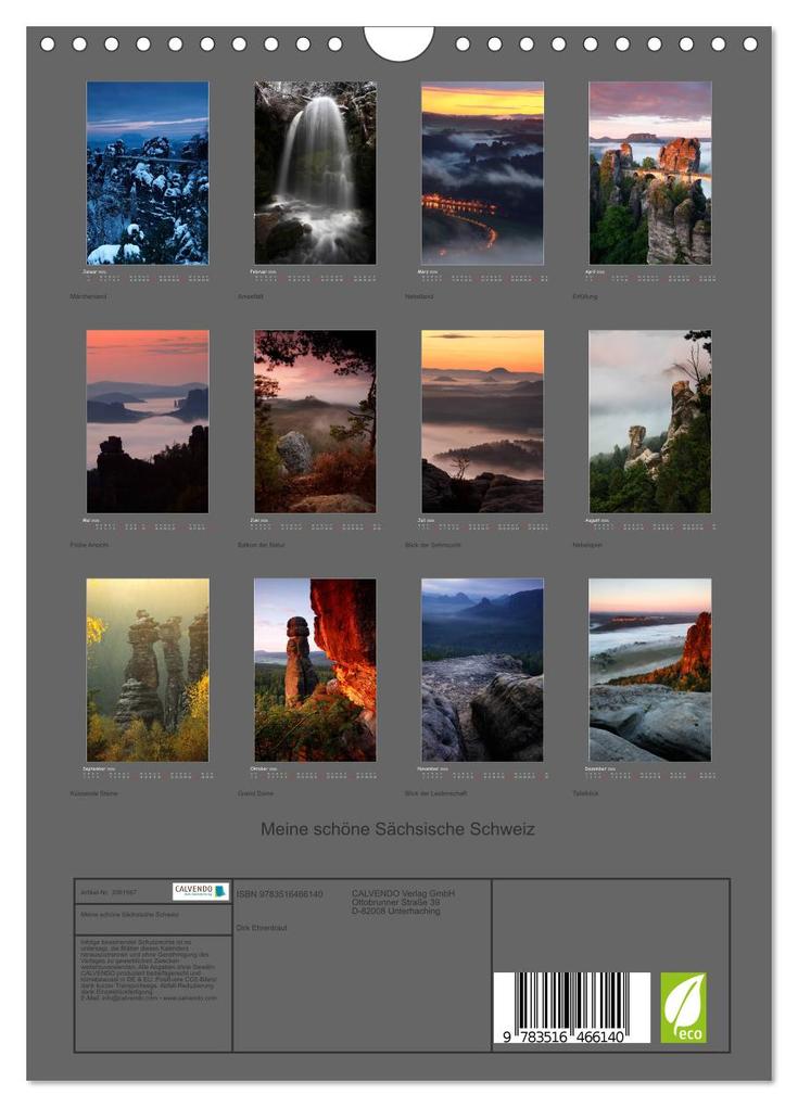 Weitere Ansicht: Meine schöne Sächsische Schweiz (Wandkalender 2026 DIN A4 hoch), CALVENDO Monatskalender | Dirk Ehrentraut, Calvendo