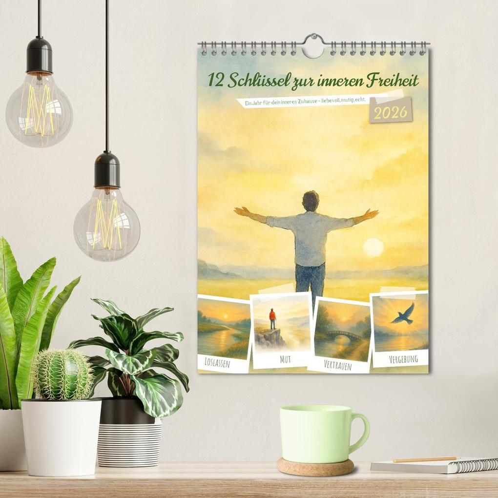 Weitere Ansicht: 12 Schlüssel zur inneren Freiheit - Ein Jahr für dein inneres Zuhause - liebevoll, mutig, echt. (Wandkalender 2026 DIN A4 hoch), CALVENDO Monatskalender | Fred Schimak, Calvendo
